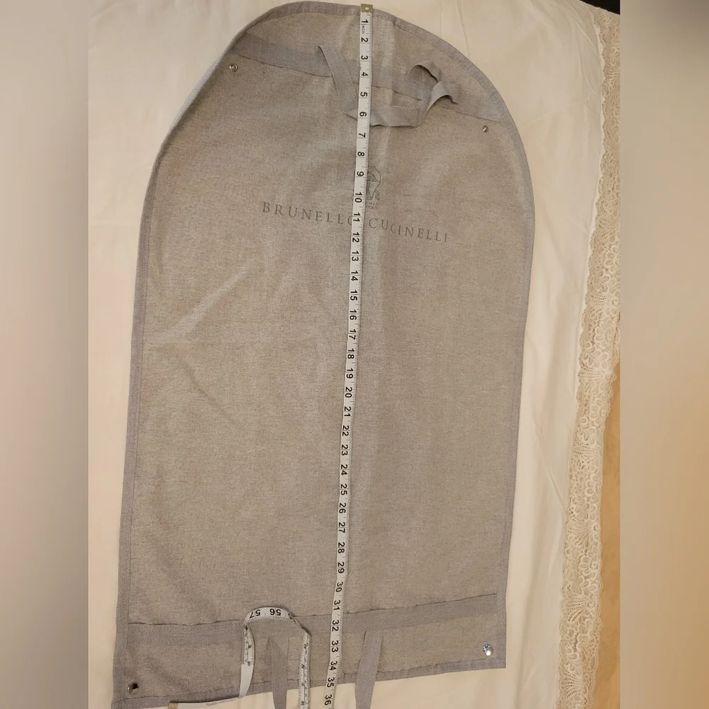 Brunello Cucinelli Gray Fabric Garment Bag with Handles – 33.5” x 20”